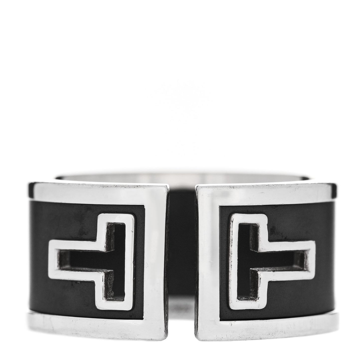 Sterling Silver Black Ceramic T Cutout Ring 58 8.25