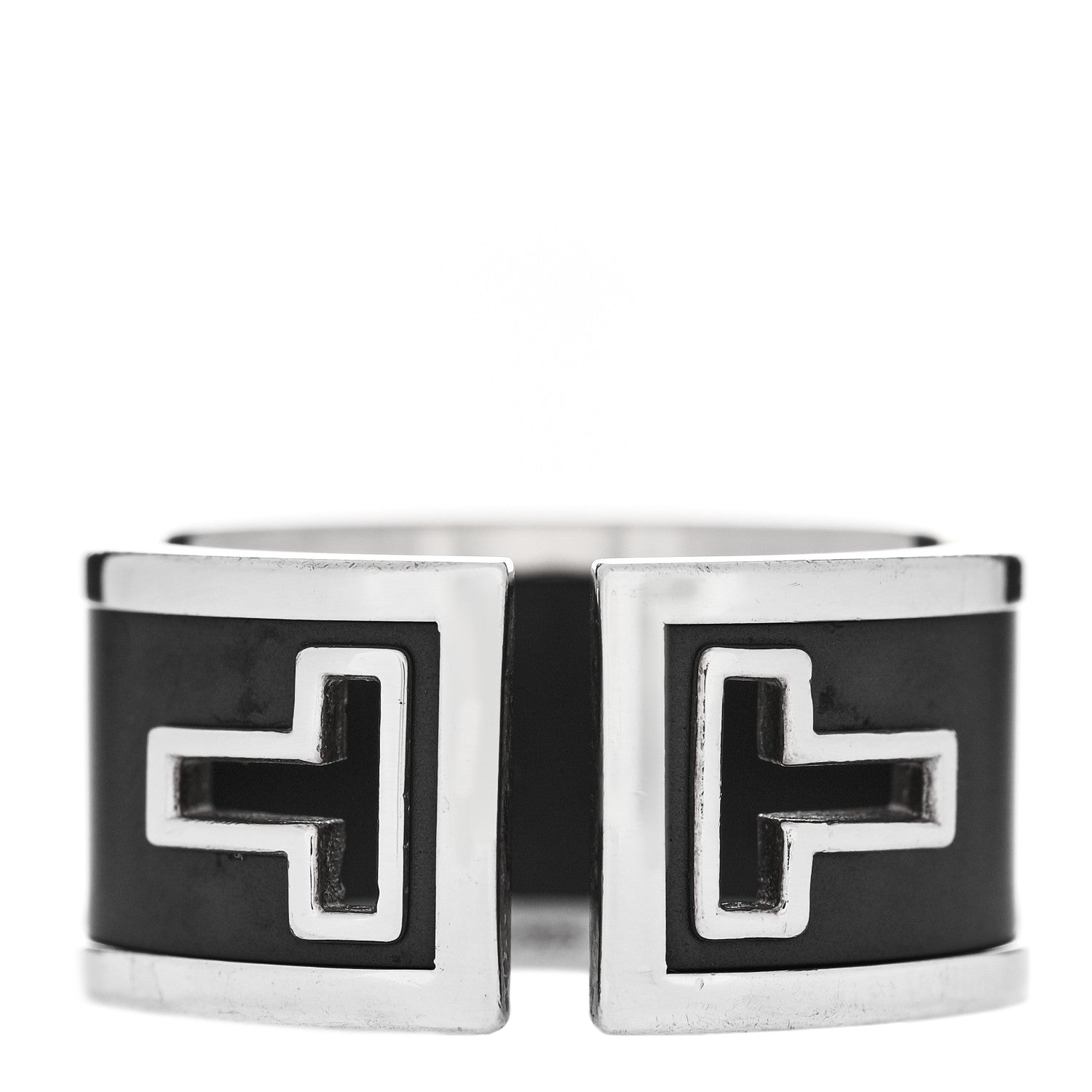 Tiffany Sterling Silver Black Ceramic T Cutout Ring 58 8.25 1 of 5