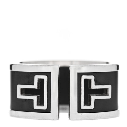 Tiffany Sterling Silver Black Ceramic T Cutout Ring 58 8.25 1 of 5