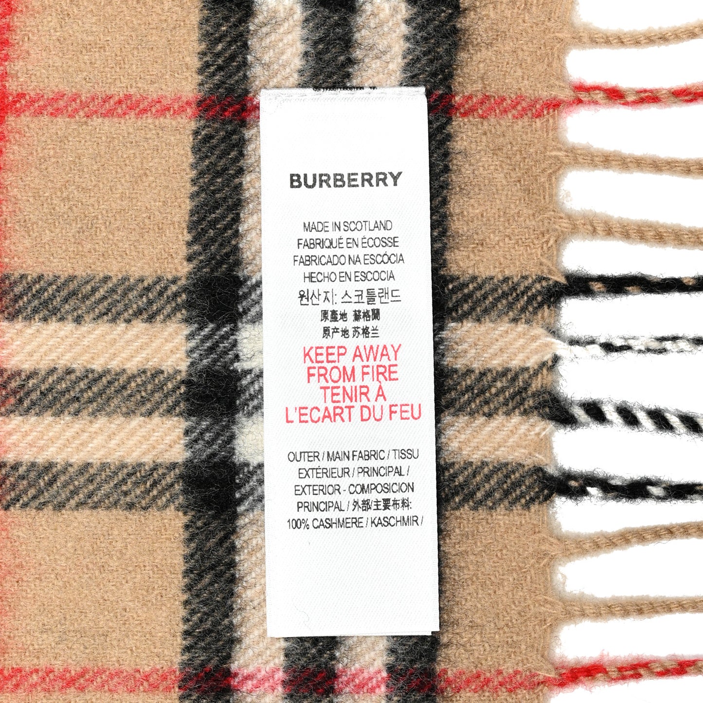 Cashmere House Check Fringe Scarf Camel