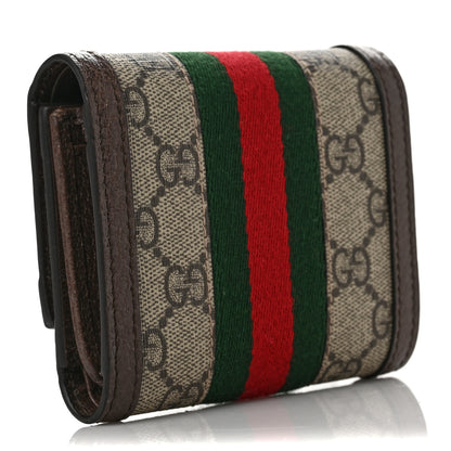 Gucci GG Supreme Monogram Web Ophidia French Flap Wallet Beige New Acero 3 of 6