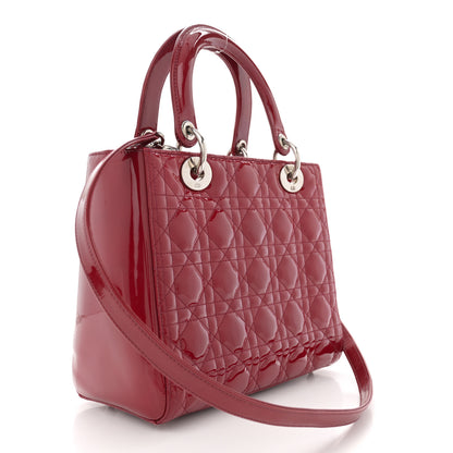 Christian Dior Patent Cannage Medium Lady Dior Burgundy Red 3 of 12