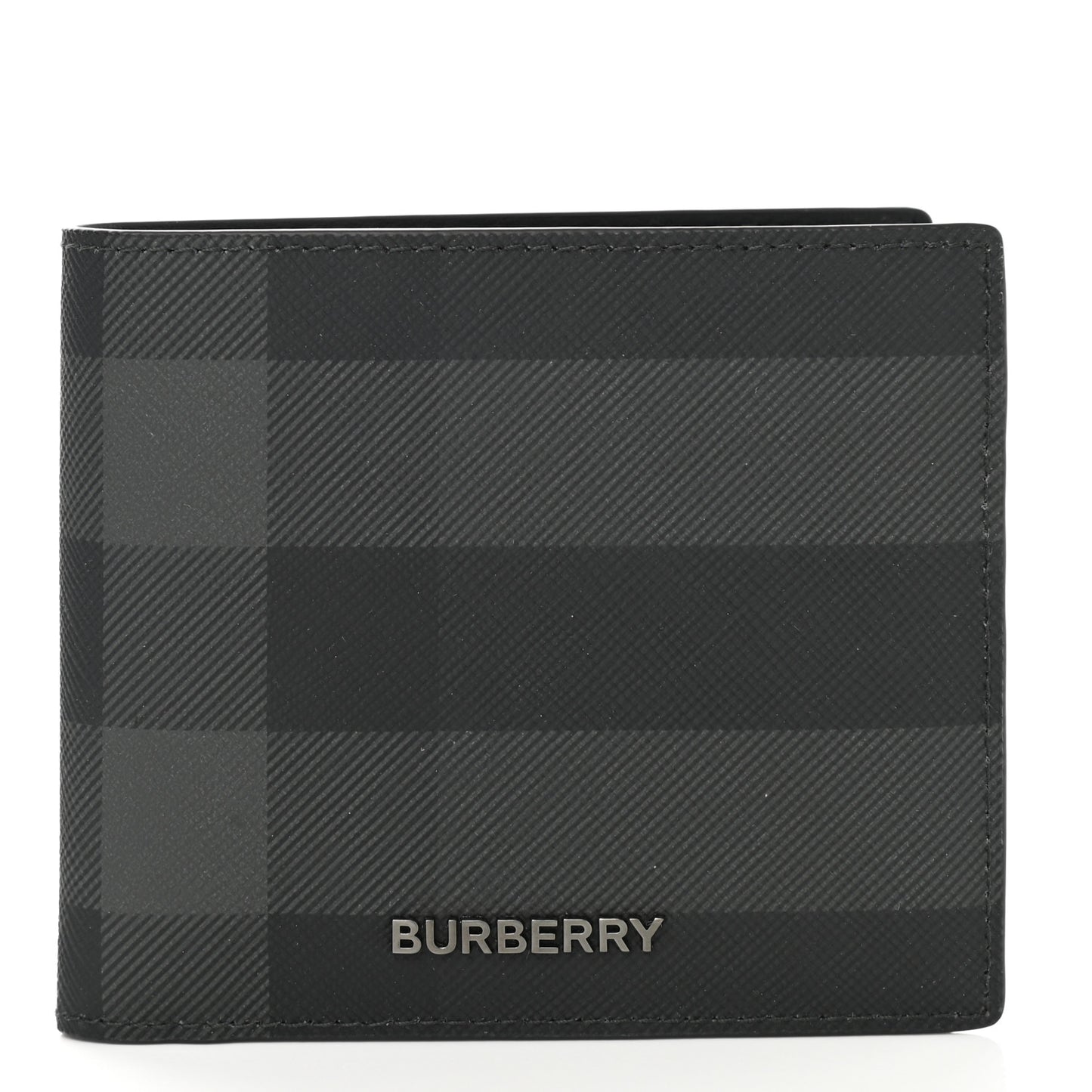 Charcoal Check Calfskin Bi-Fold Wallet