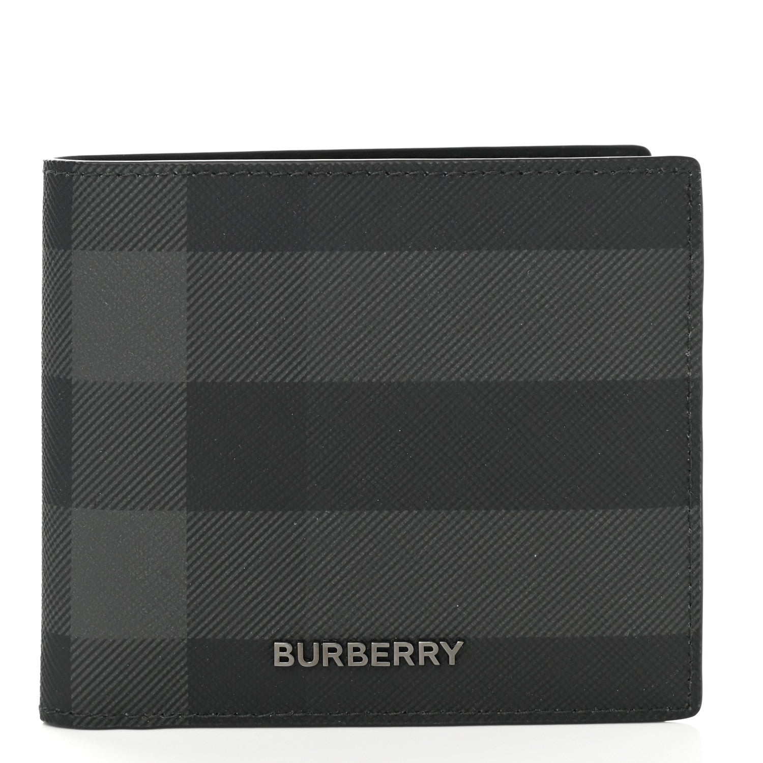 Burberry Charcoal Check Calfskin Bi-Fold Wallet 1 of 6