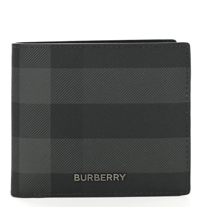 Burberry Charcoal Check Calfskin Bi-Fold Wallet 1 of 6