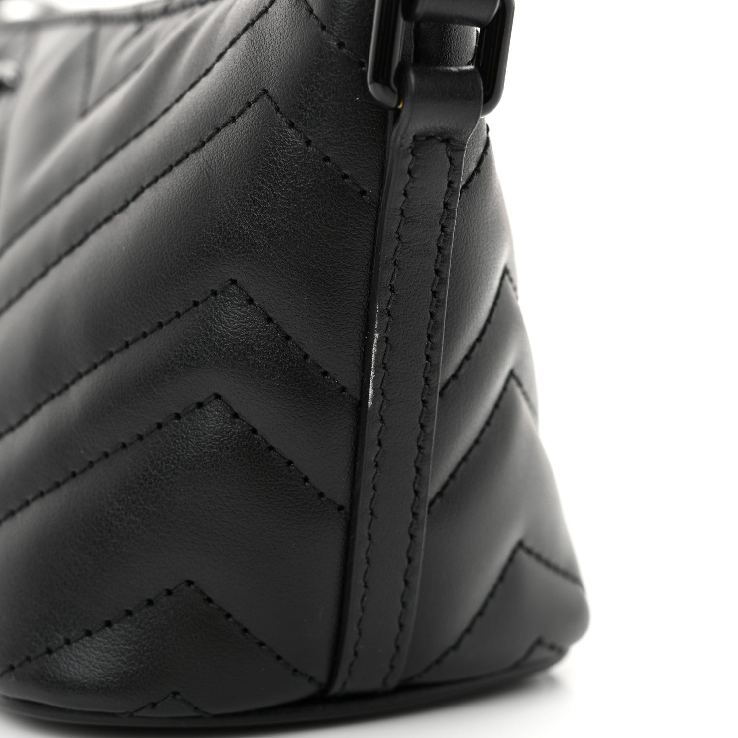Gucci Calfskin Matelasse Chevron Monochrome GG Marmont Sling Shoulder Bag Black 11 of 11