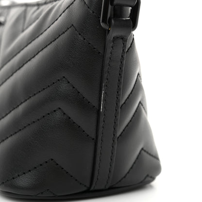 Gucci Calfskin Matelasse Chevron Monochrome GG Marmont Sling Shoulder Bag Black 11 of 11