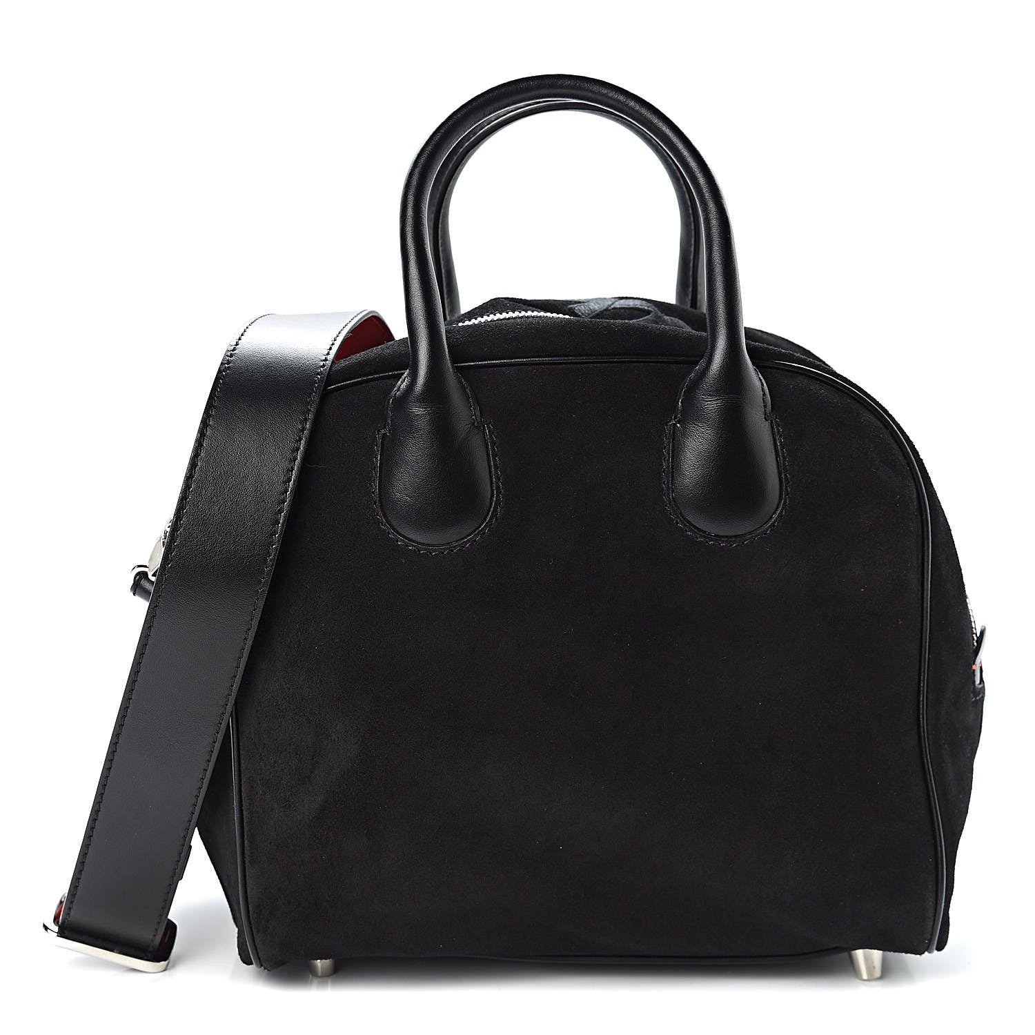 Christian Louboutin Suede Calfskin Small Marie Jane Top Handle Black 1 of 14