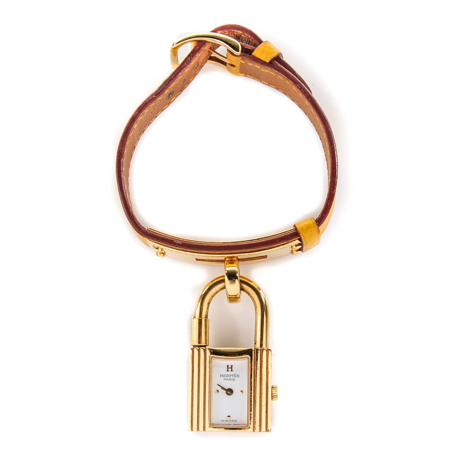 Hermes Stainless Steel Courchevel 20mm Kelly Cadena Quartz Watch Jaune 1 of 12