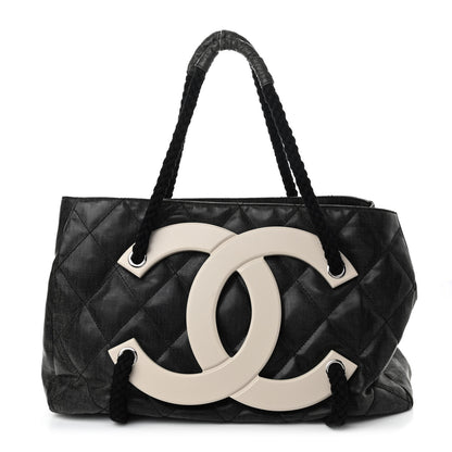 Chanel Coated Canvas Large CC Yacht Tote Black White 1 of 12