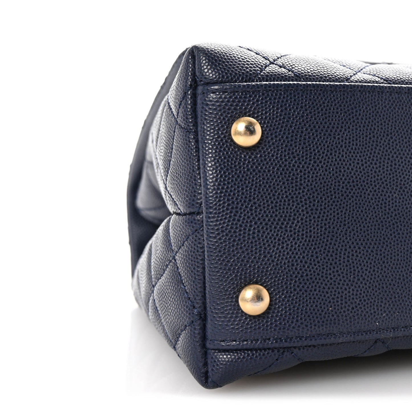 Caviar Elaphe Quilted Small Coco Handle Flap Navy