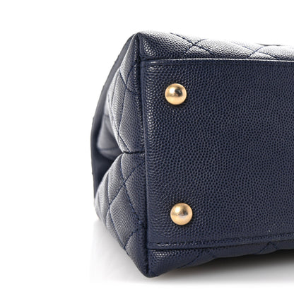Chanel Caviar Elaphe Quilted Small Coco Handle Flap Navy 9 of 10