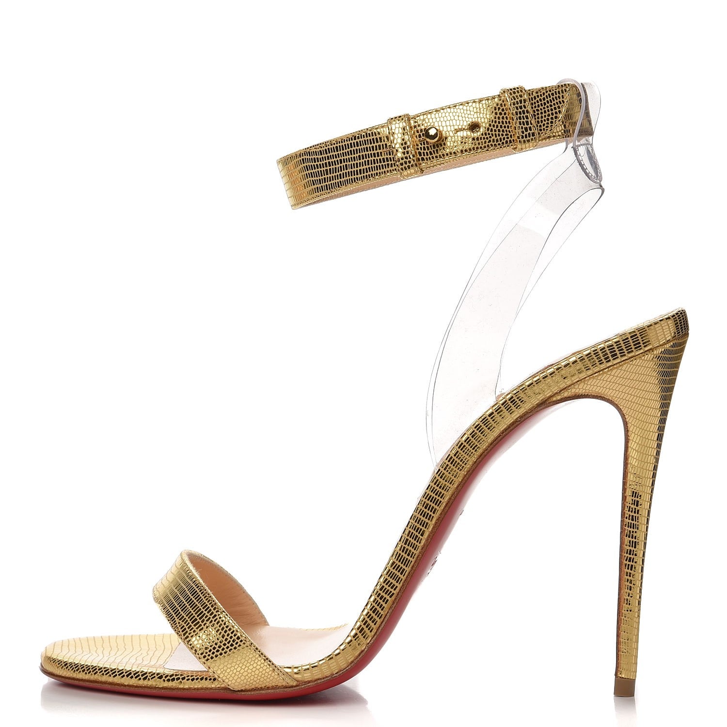 Christian Louboutin Nappa PVC Jonatina 100 Sandals 39 Gold 1 of 7