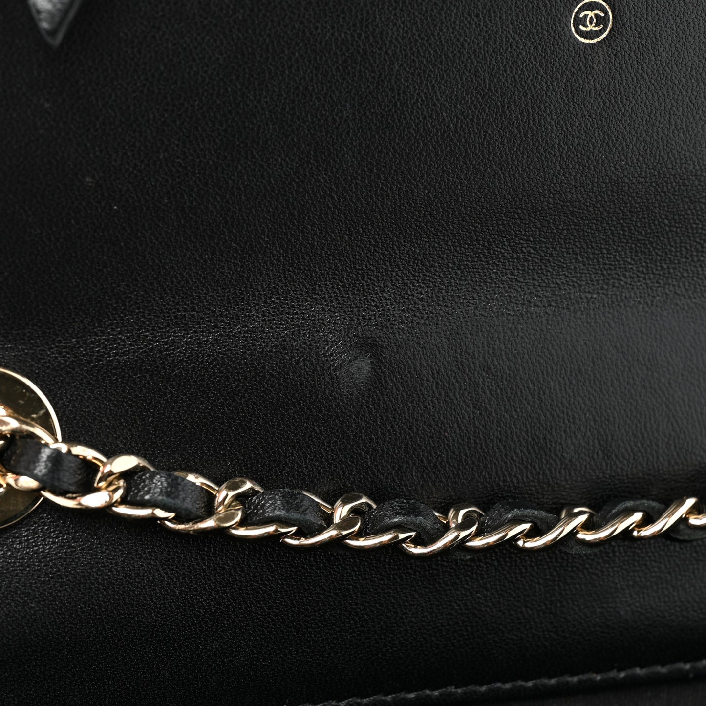 Lambskin Quilted Trendy CC Wallet On Chain WOC Black