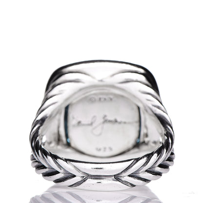 David Yurman Sterling Silver Diamond Blue Topaz 14mm Albion Ring 55 7.25 4 of 5