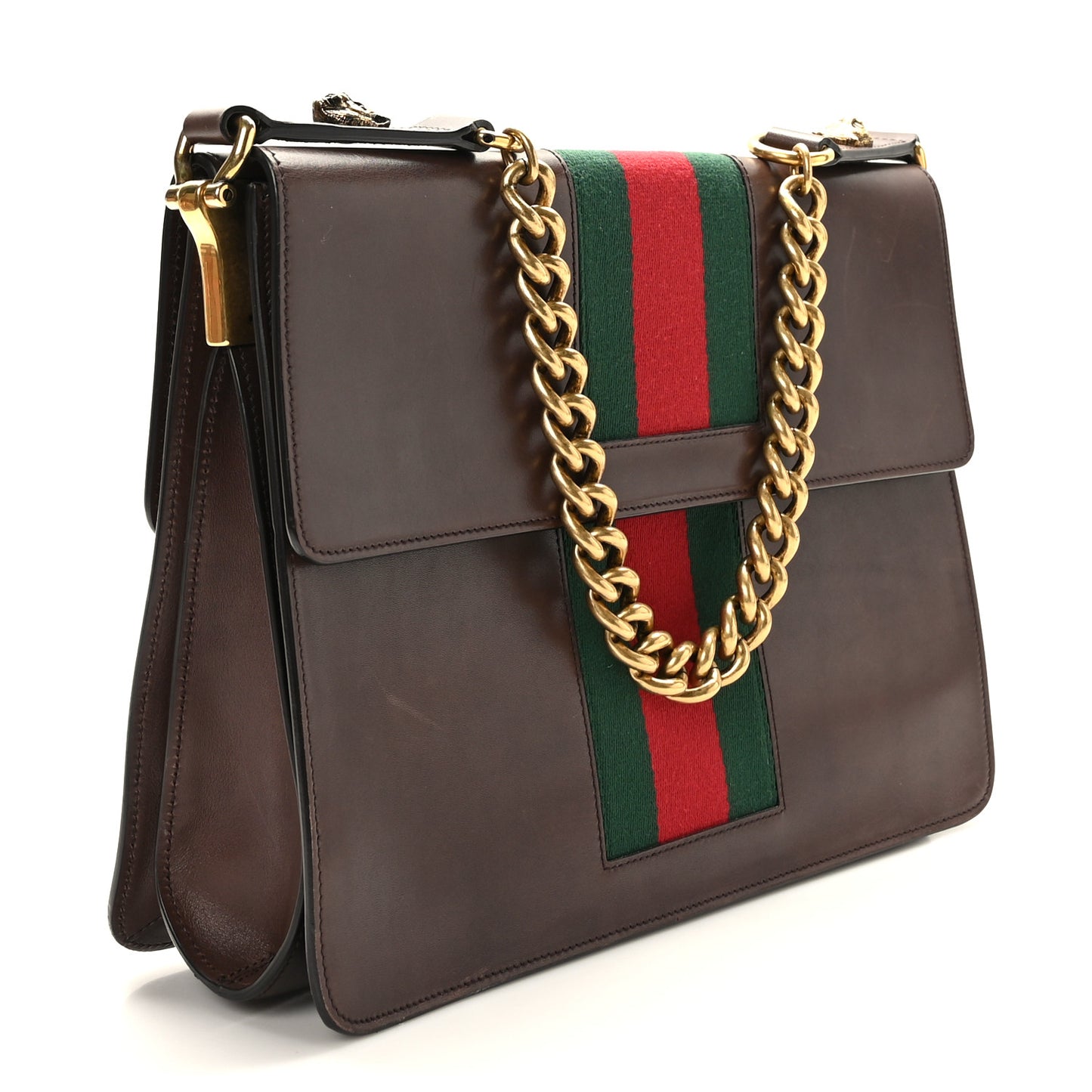 Tuscany Lux Calfskin Web GG Marmont Shoulder Bag Fondent