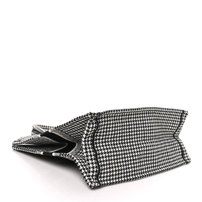Christian Dior Canvas Houndstooth Embroidered Large Book Tote Black White 4 of 9