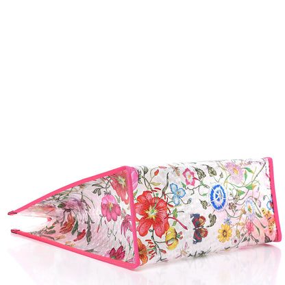 Gucci Calfskin Textured Vinyl Print Flora Tote Fluorescent Fuchsia 4 of 11