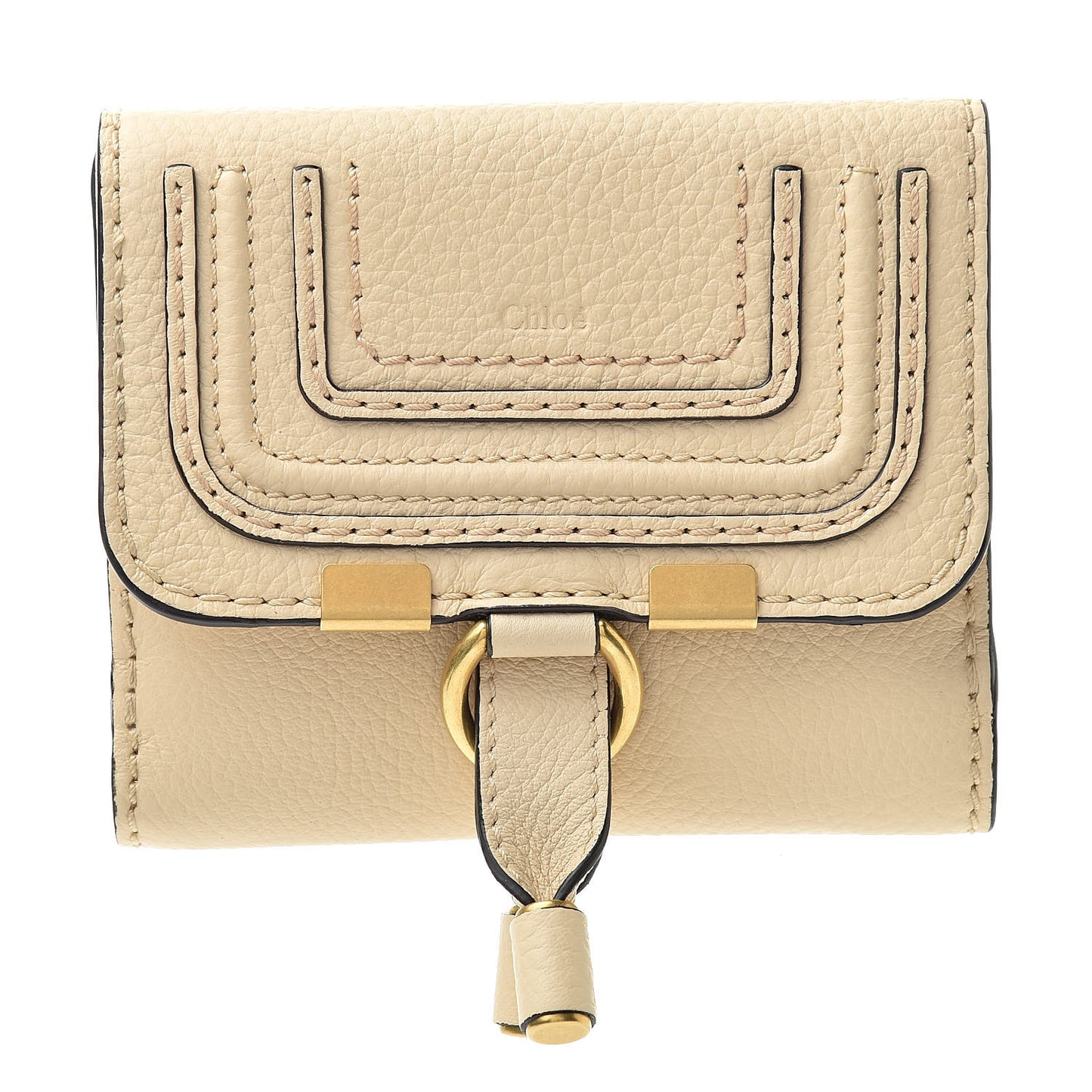 Grained Calfskin Marcie Square Wallet Blondie Beige