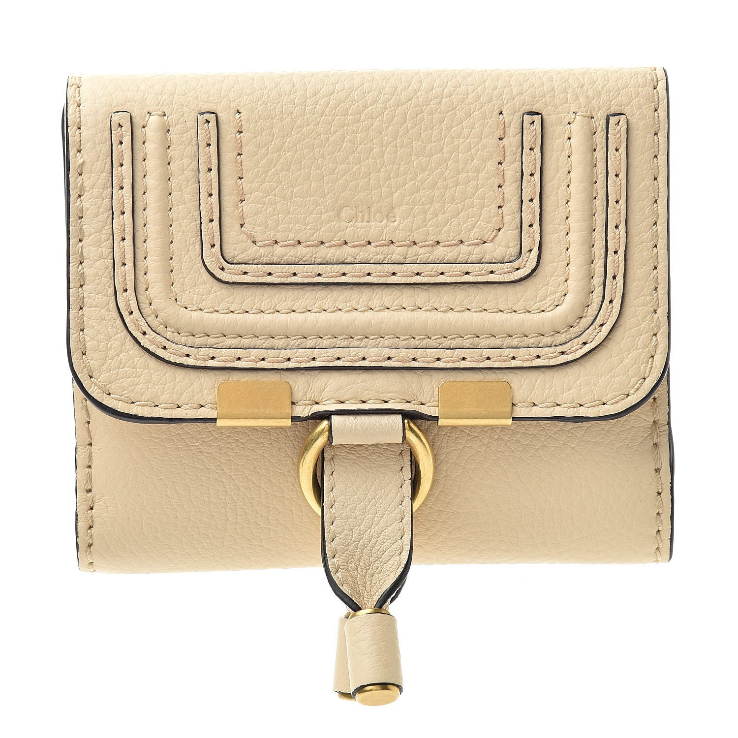 Chloe Grained Calfskin Marcie Square Wallet Blondie Beige 1 of 9