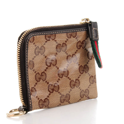 Gucci Crystal Monogram Zip Around Coin Purse Wallet Dark Brown 3 of 6