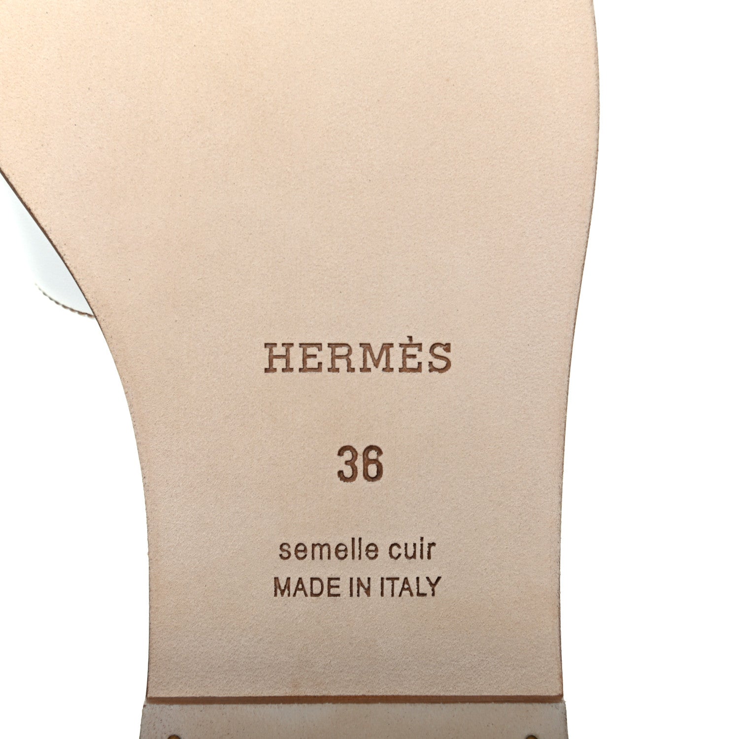 Hermes Box Calfskin Oran Sandals 36 White 6 of 9