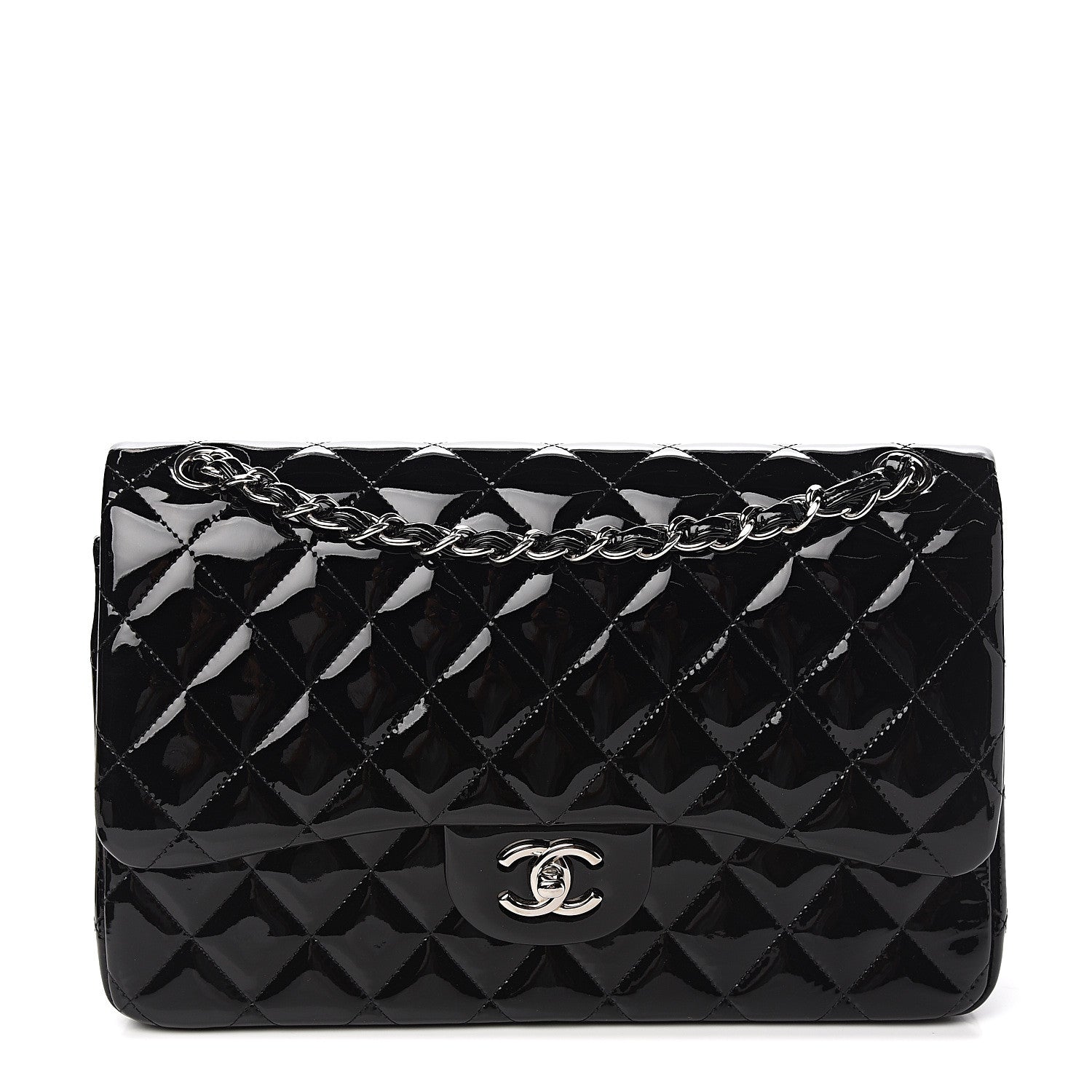Chanel Patent Quilted Jumbo Double Flap Black 1 of 9