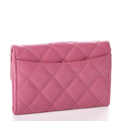 Chanel Caviar Quilted Flap Card Holder Wallet Pink 2 of 9