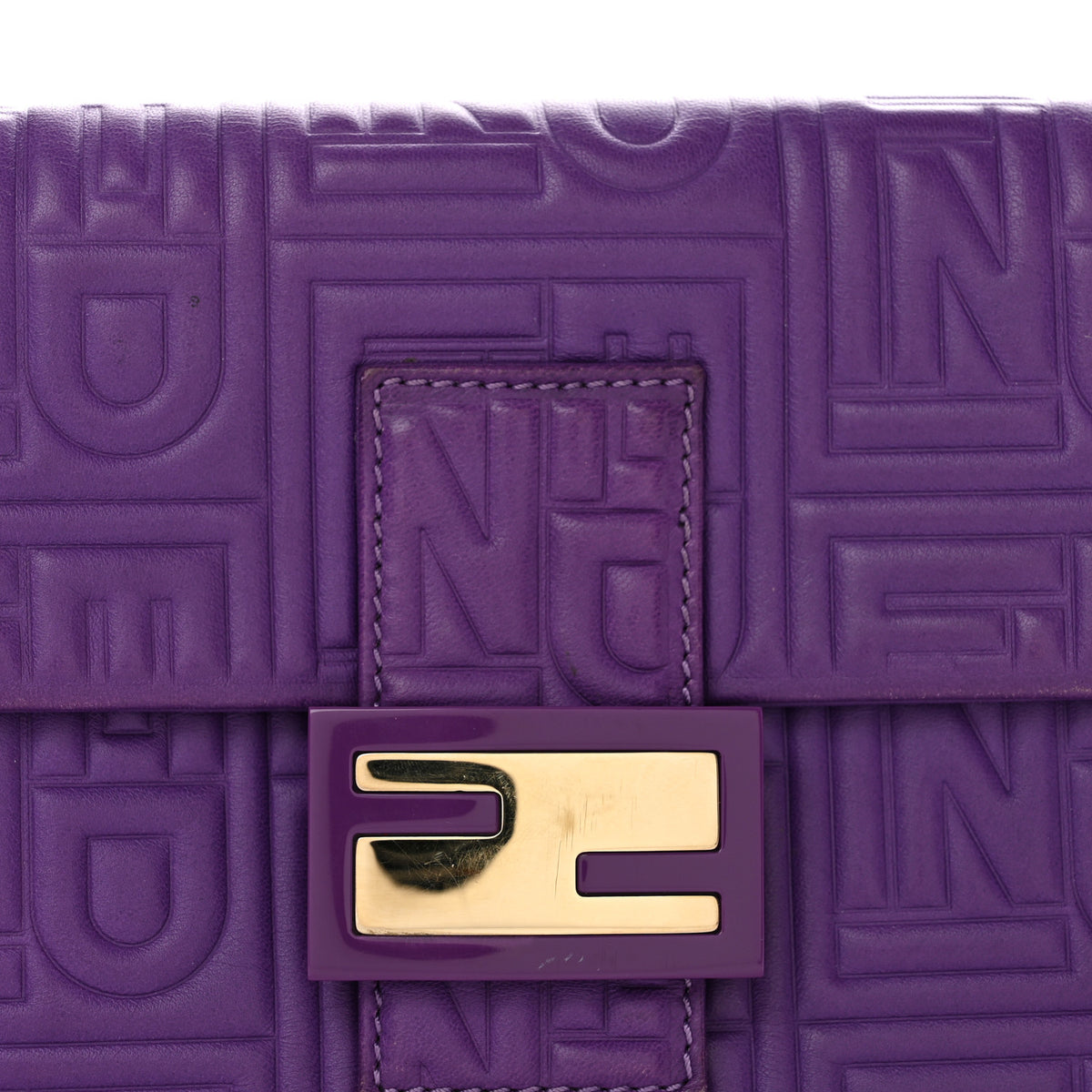 Nappa Logo Embossed Baguette Purple