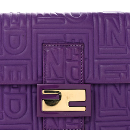 Fendi Nappa Logo Embossed Baguette Purple 11 of 12