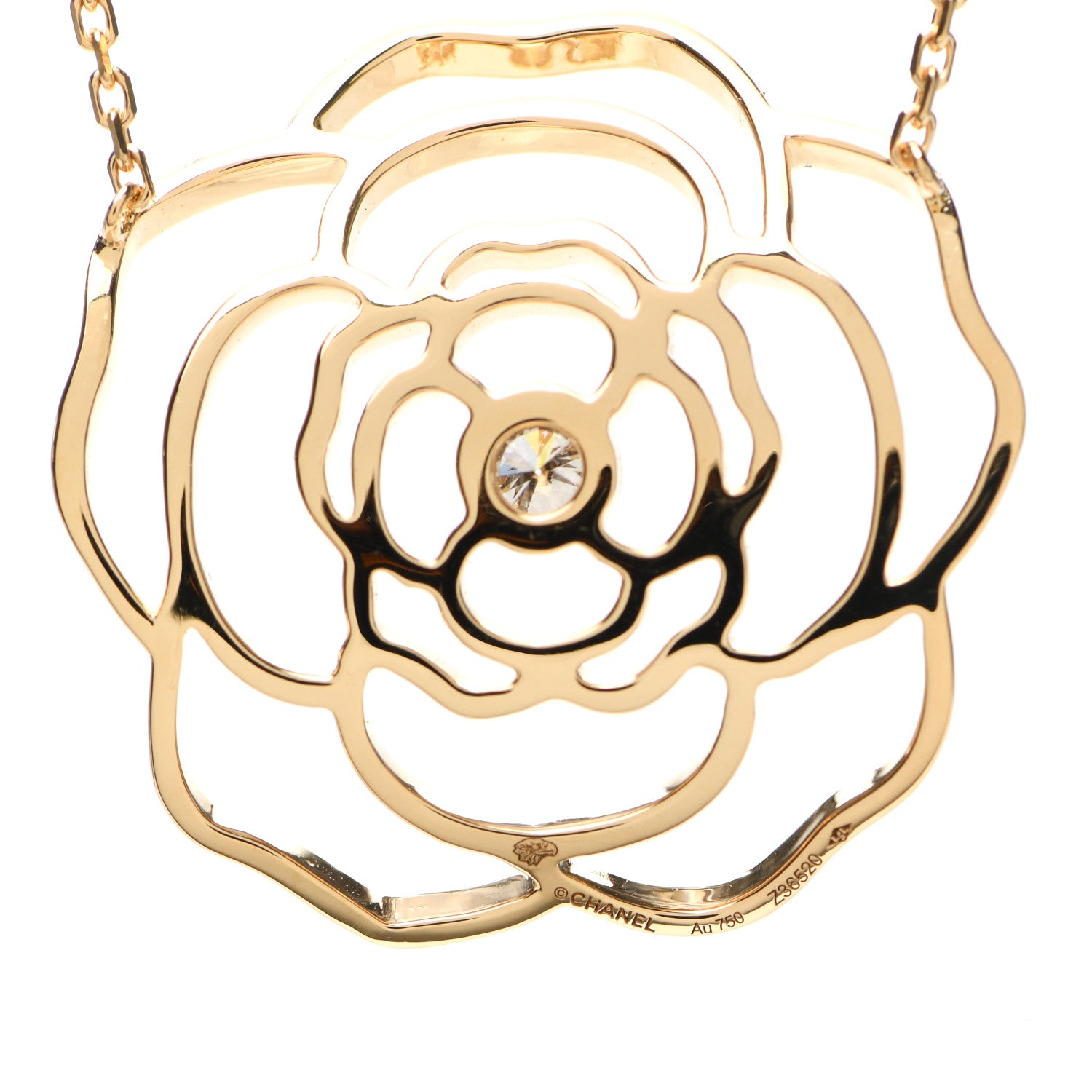 Chanel 18K Yellow Gold Diamond Petales de Camelia Necklace 828236