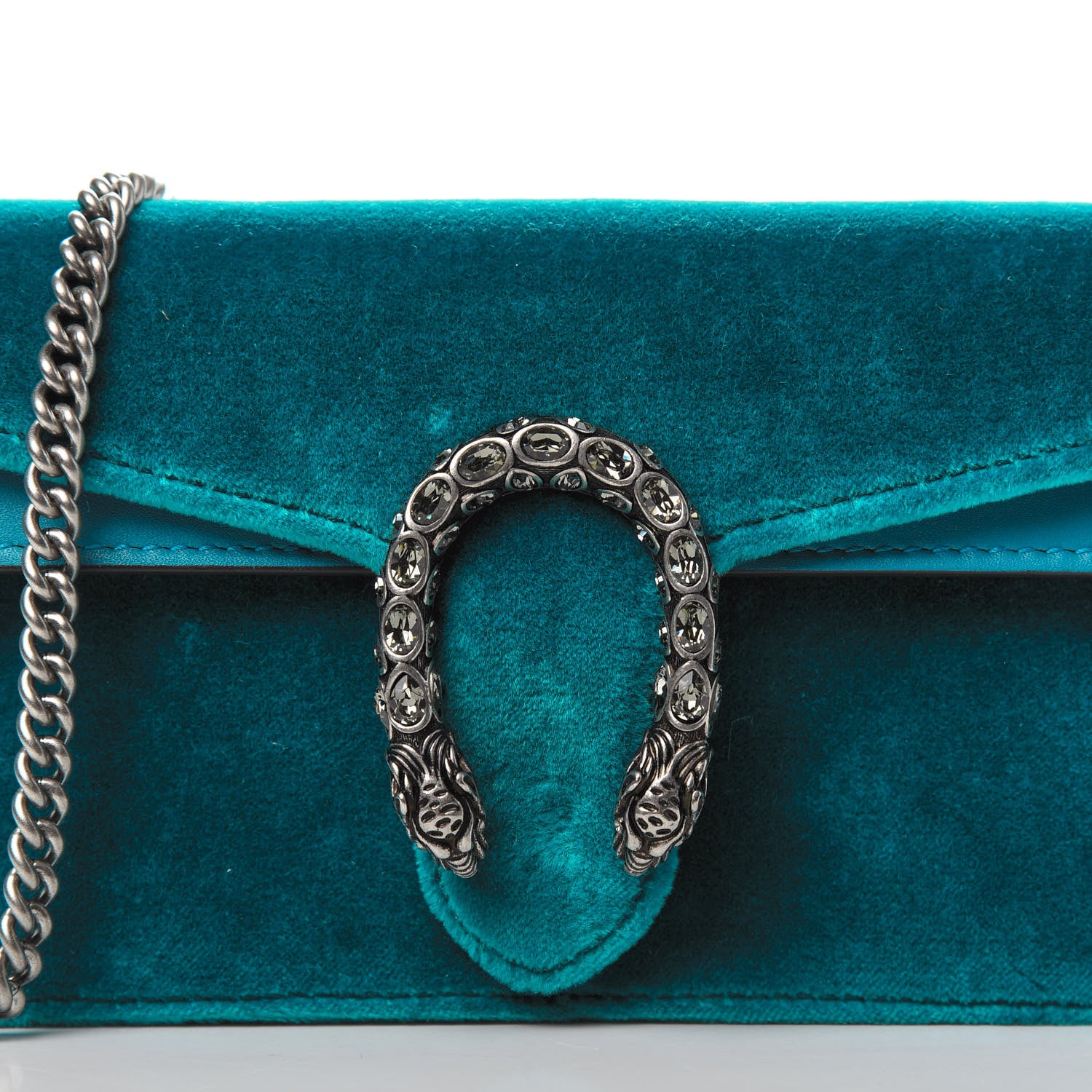 Gucci Velvet Super Mini Dionysus Shoulder Bag Pavone Cyan 8 of 9