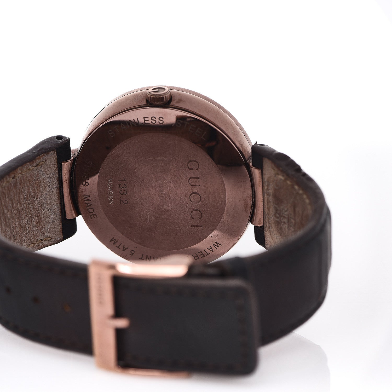 Gucci Stainless Steel Calfskin 37mm Interlocking G Quartz Watch Brown 4 of 5