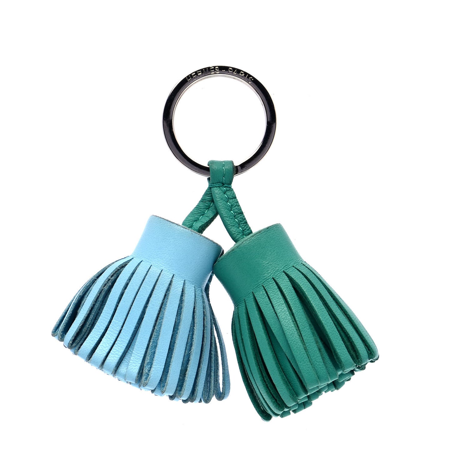 Lambskin Carmen Uno-Dos Key Holder Bleu Brume Menthe