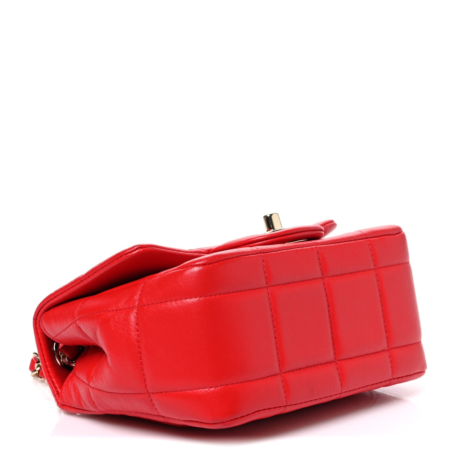 Lambskin Resin Crystal Square Quilted Monacoco Mini Flap Red