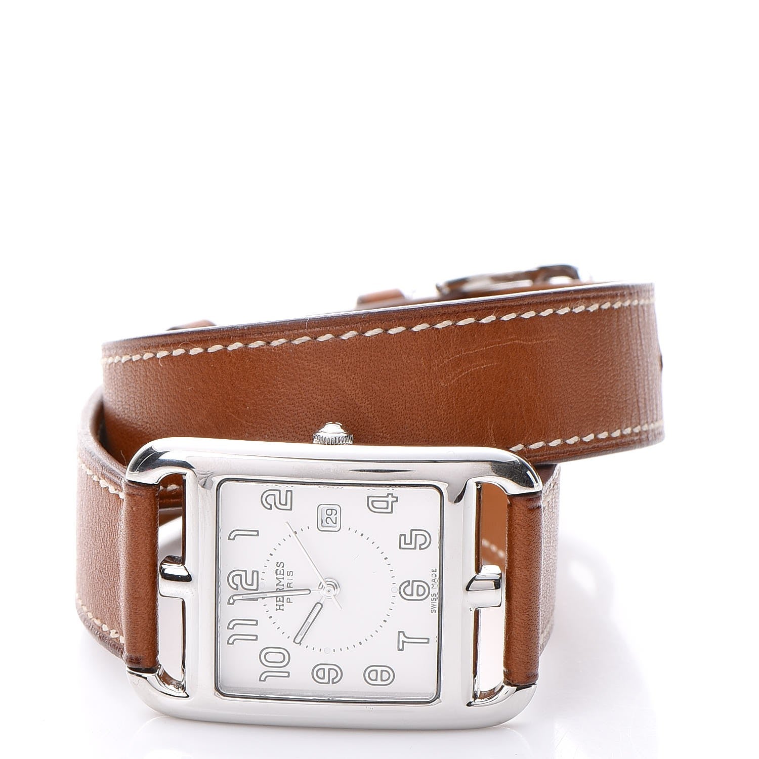 Hermes Stainless Steel Barenia 29mm Cape Cod Double Tour Quartz Watch Fauve 3 of 8