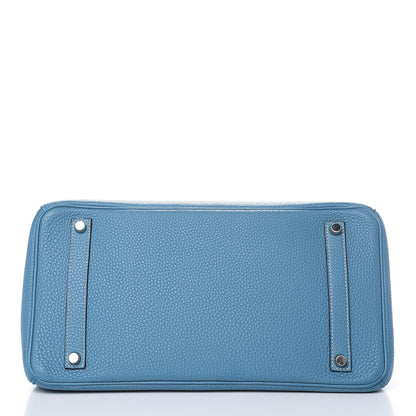 Hermes Taurillon Clemence Birkin 35 Blue Jean 6 of 29