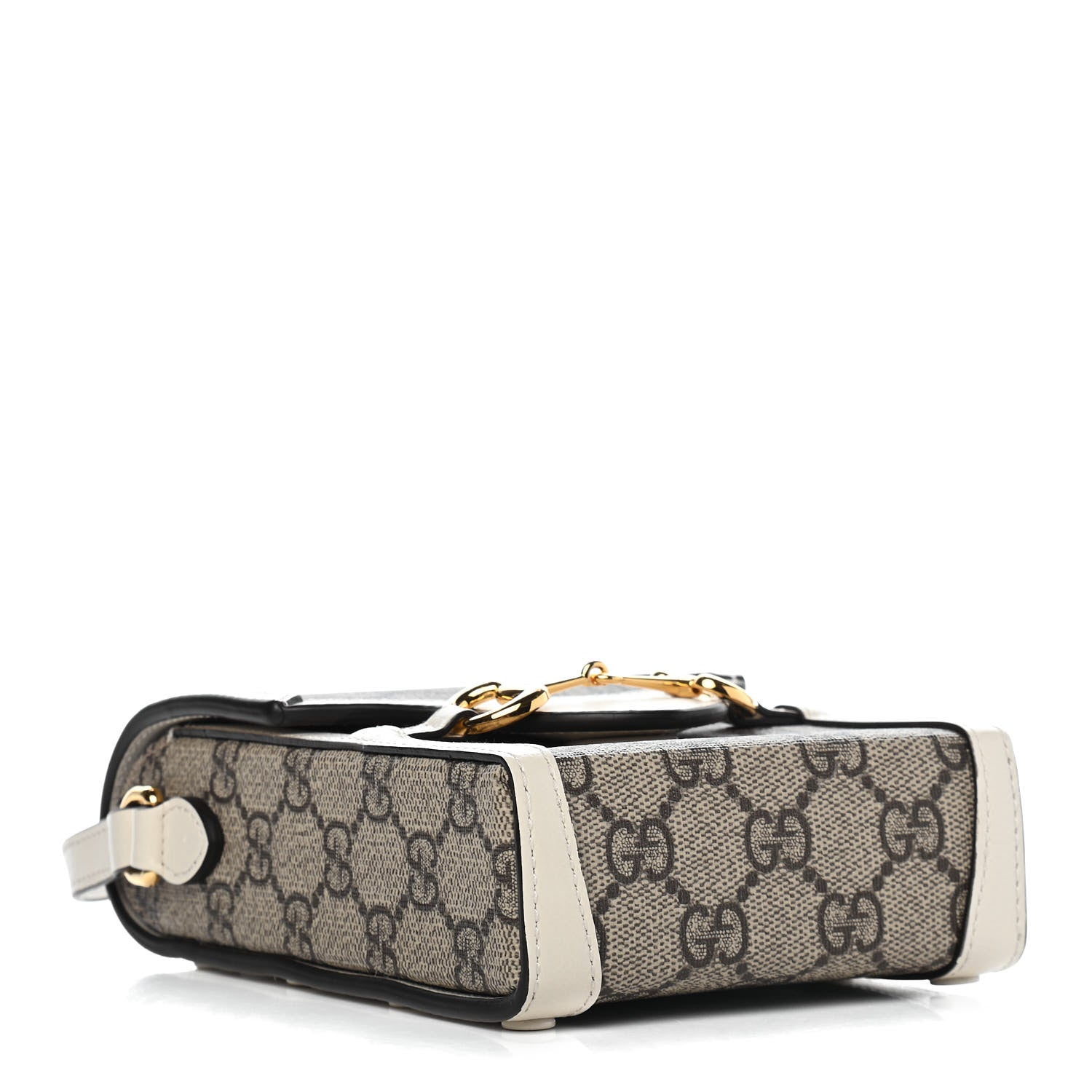 Gucci GG Supreme Monogram Azalea Calfskin Mini Horsebit 1955 Crossbody Bag Beige Ebony Mystic White 4 of 10