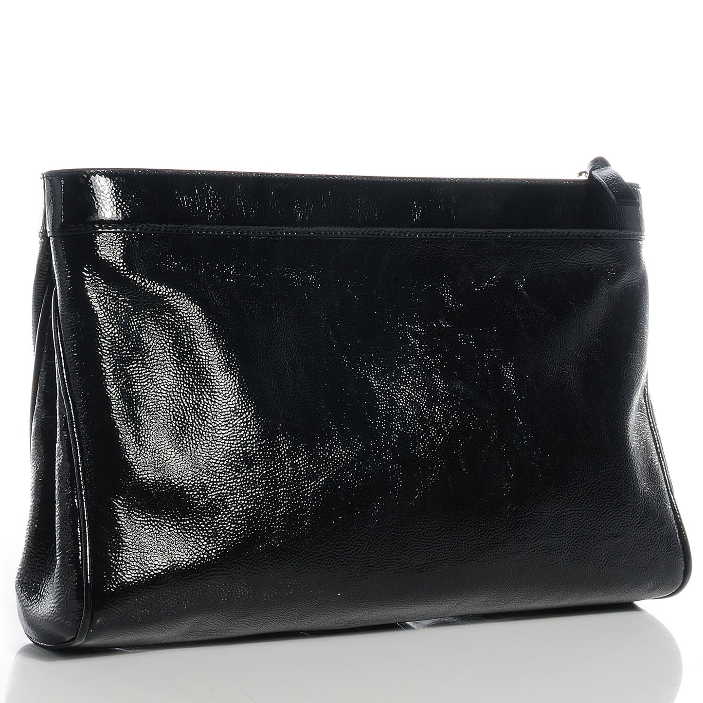 Patent Oversized Cocktail Clutch Black