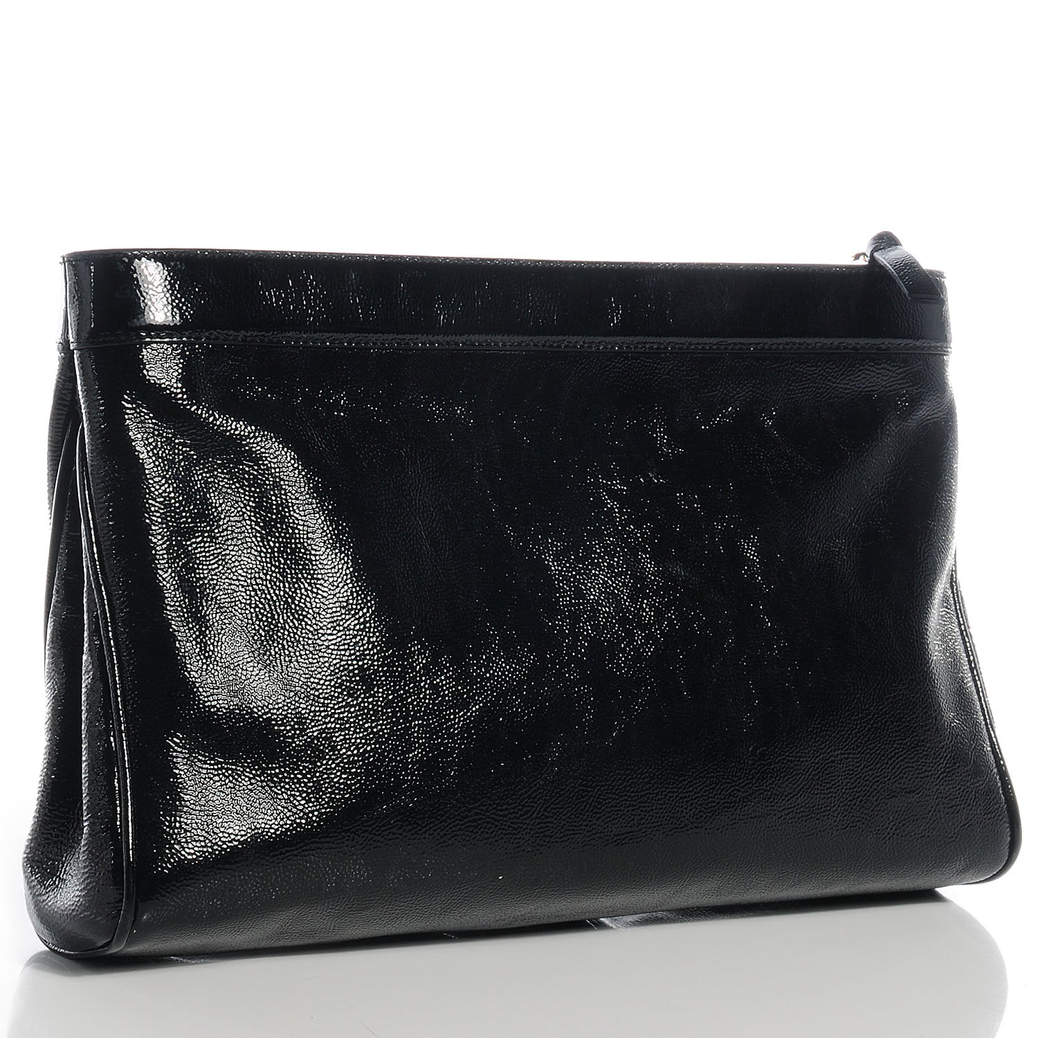 Saint Laurent Patent Oversized Cocktail Clutch Black 3 of 7