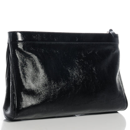 Saint Laurent Patent Oversized Cocktail Clutch Black 3 of 7
