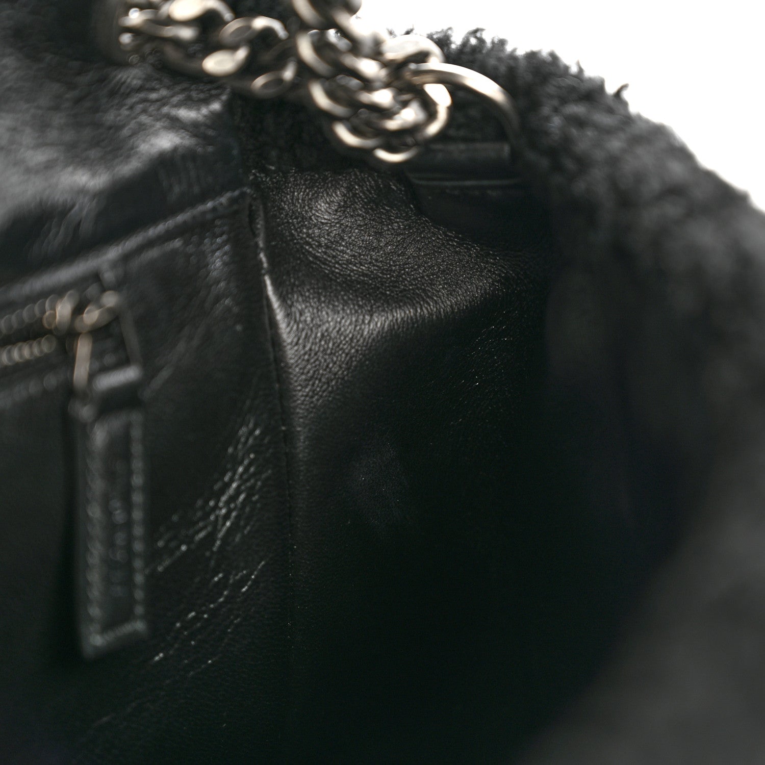 Saint Laurent Crinkled Calfskin Shearling Monogram Medium Niki Chain Satchel Black 11 of 14