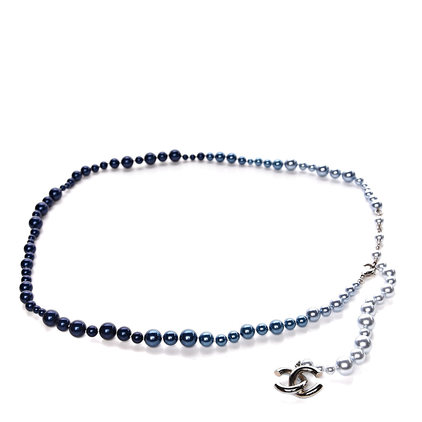 Pearl Beaded CC Belt Blue