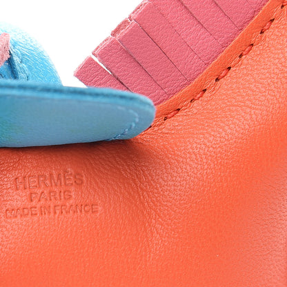 Hermes Milo Lambskin Grigri Rodeo Horse Bag Charm PM Orange Poppy Rose Azalee Bleu Azteque 3 of 4