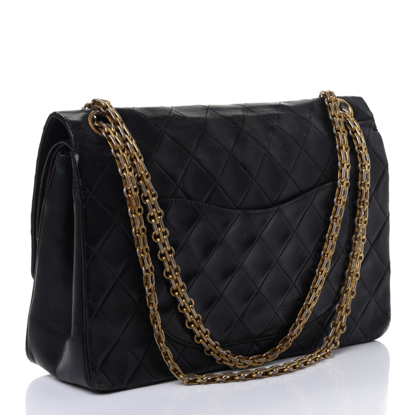Lambskin Quilted Medium Bijoux Chain Double Flap Black