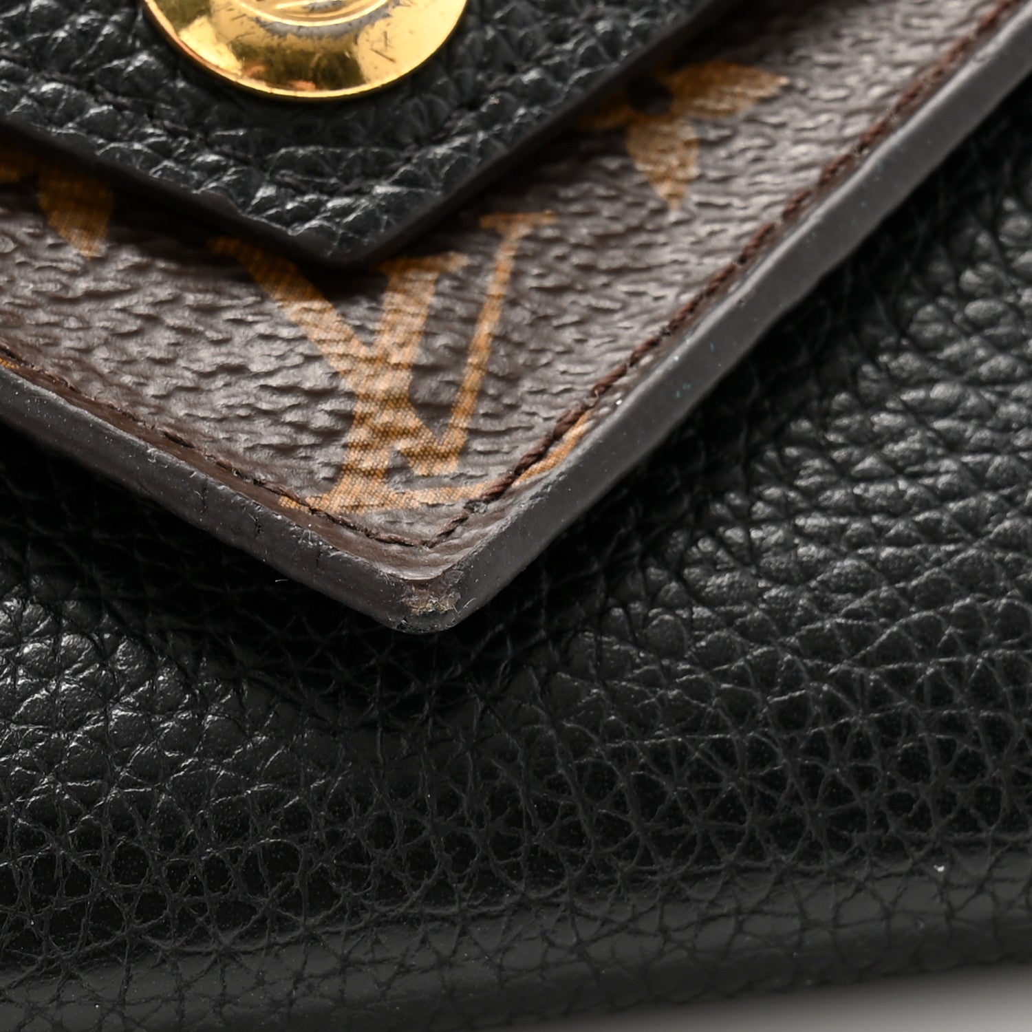 Louis Vuitton Grained Calfskin Monogram Double V Compact Wallet Black 9 of 10