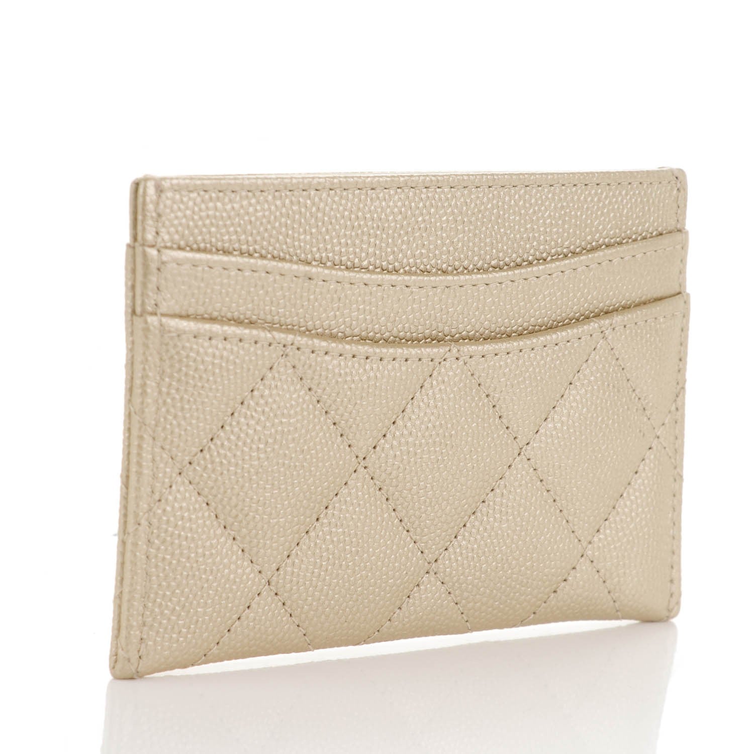 Chanel Metallic Caviar Quilted Card Holder Light Gold 3 of 8