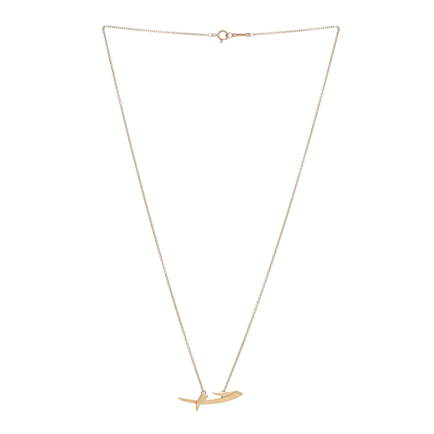 18K Yellow Gold Paloma Picasso Graffiti Long Kiss Pendant Necklace