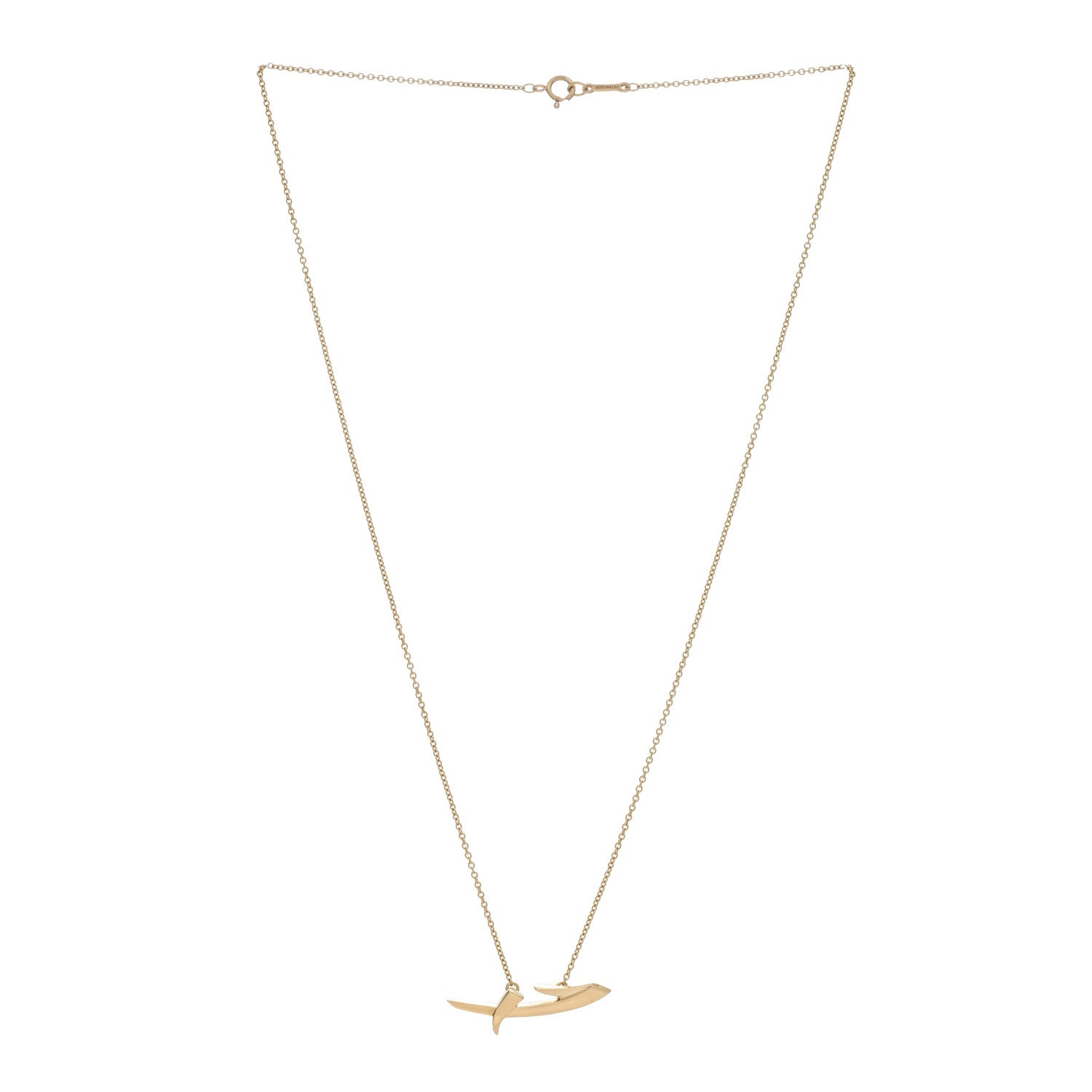 Tiffany 18K Yellow Gold Paloma Picasso Graffiti Long Kiss Pendant Necklace 2 of 5