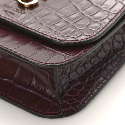 Jimmy Choo Crocodile Embossed Calfskin Micro JC Top Handle Bordeaux 8 of 8